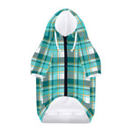Teal Madras Pattern Print Dog Zip Up Hoodie