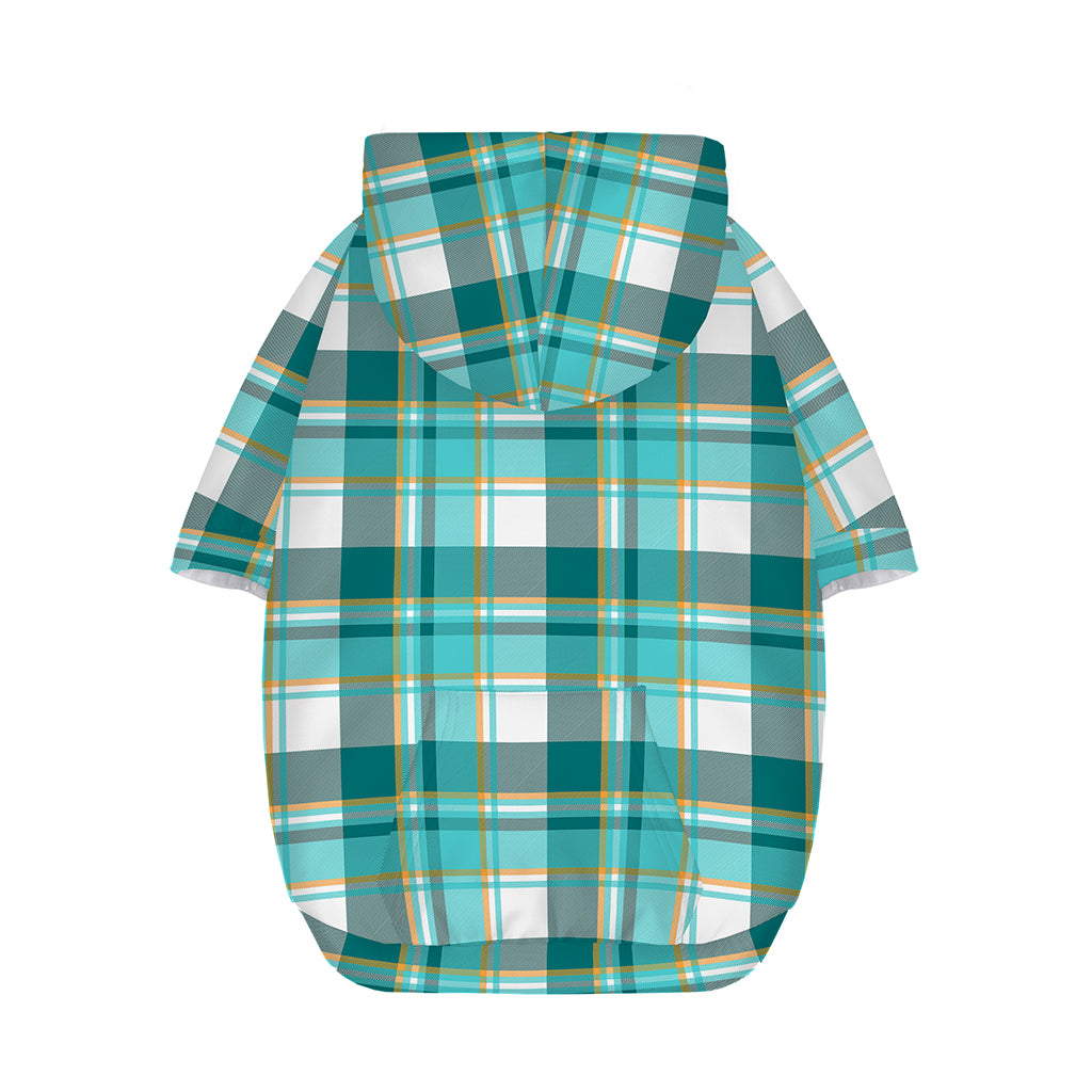 Teal Madras Pattern Print Dog Zip Up Hoodie