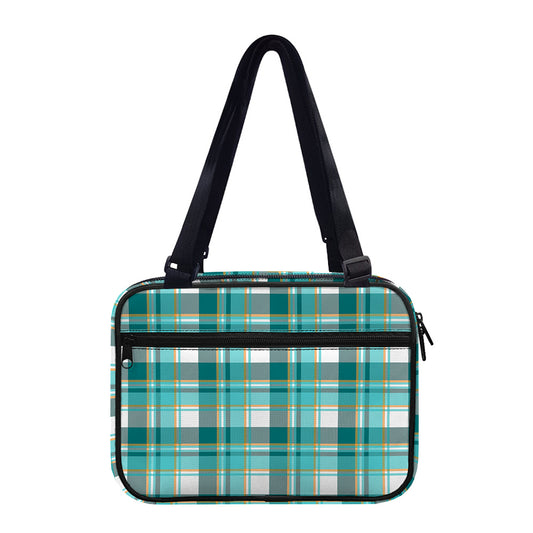 Teal Madras Pattern Print Double Strap Bible Bag