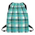 Teal Madras Pattern Print Drawstring Backpack