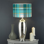 Teal Madras Pattern Print Drum Lamp Shade