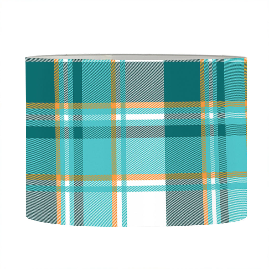 Teal Madras Pattern Print Drum Lamp Shade