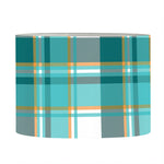 Teal Madras Pattern Print Drum Lamp Shade