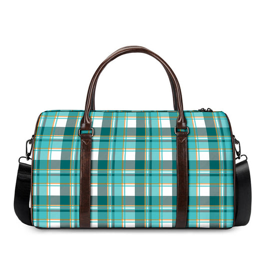 Teal Madras Pattern Print Duffle Bag