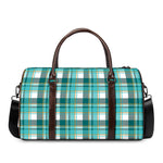 Teal Madras Pattern Print Duffle Bag