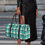 Teal Madras Pattern Print Duffle Bag