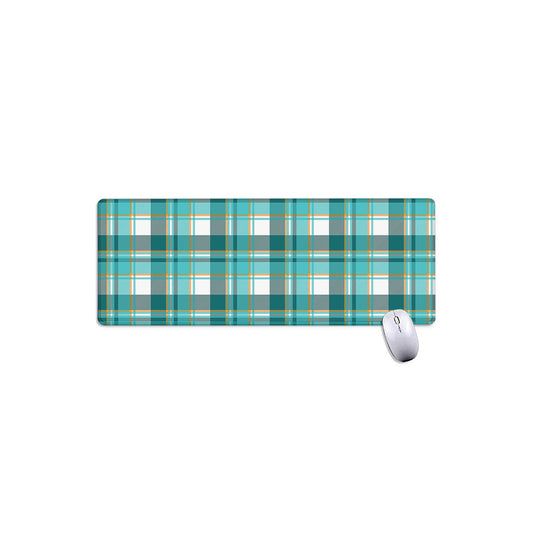 Teal Madras Pattern Print Extended Mouse Pad