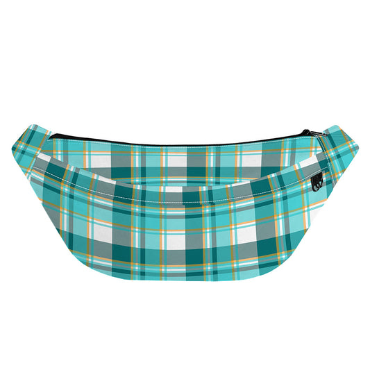 Teal Madras Pattern Print Fanny Pack