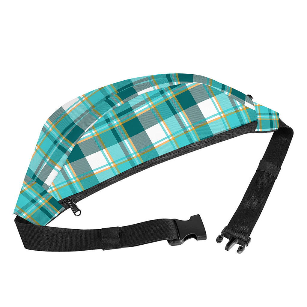 Teal Madras Pattern Print Fanny Pack