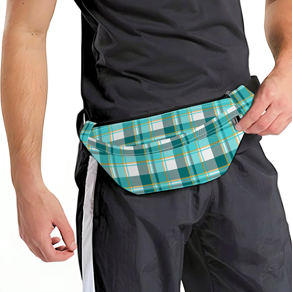 Teal Madras Pattern Print Fanny Pack