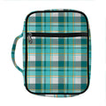 Teal Madras Pattern Print Front Pocket Bible Bag