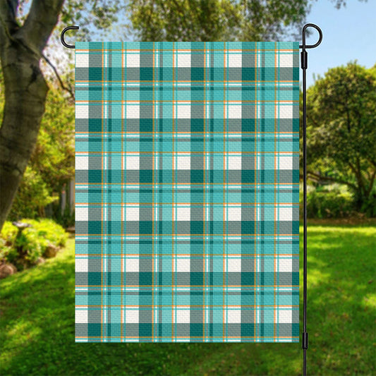Teal Madras Pattern Print Garden Flag