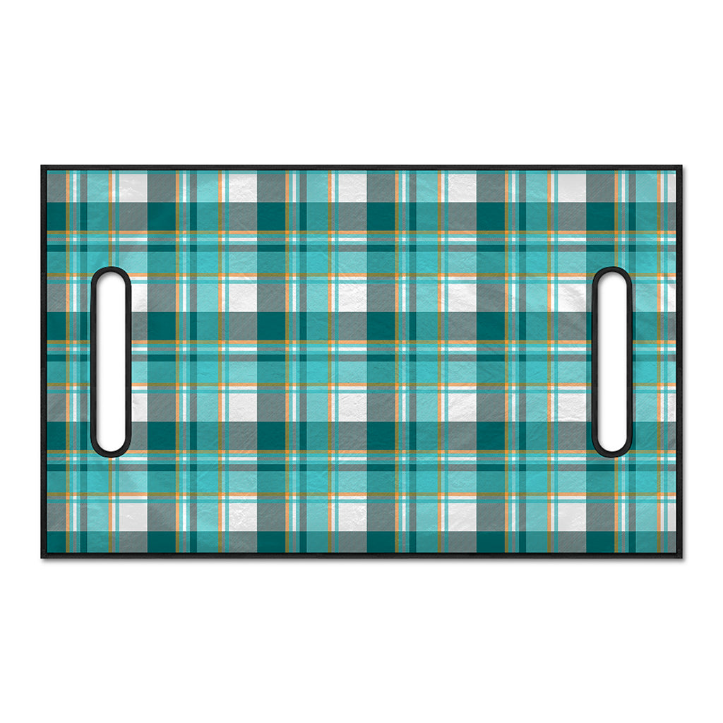 Teal Madras Pattern Print Golf Cart Seat Cover