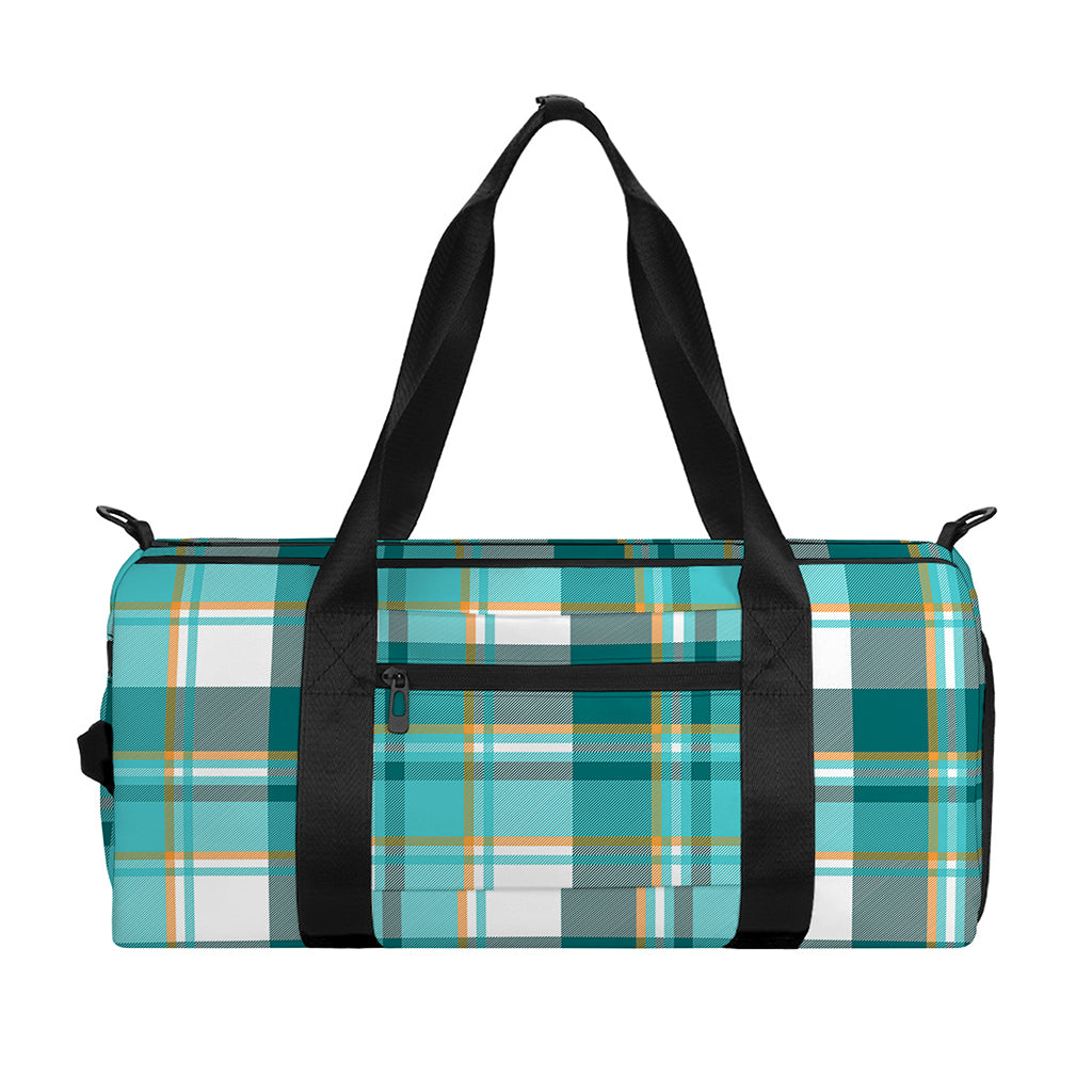 Teal Madras Pattern Print Gym Bag