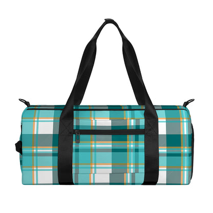 Teal Madras Pattern Print Gym Bag