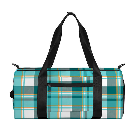 Teal Madras Pattern Print Gym Bag