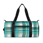 Teal Madras Pattern Print Gym Bag