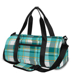 Teal Madras Pattern Print Gym Bag