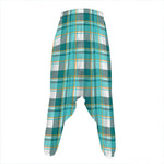 Teal Madras Pattern Print Hammer Pants