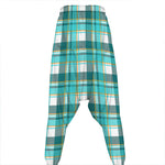 Teal Madras Pattern Print Hammer Pants
