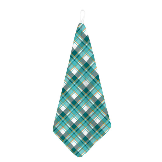 Teal Madras Pattern Print Hand Towel