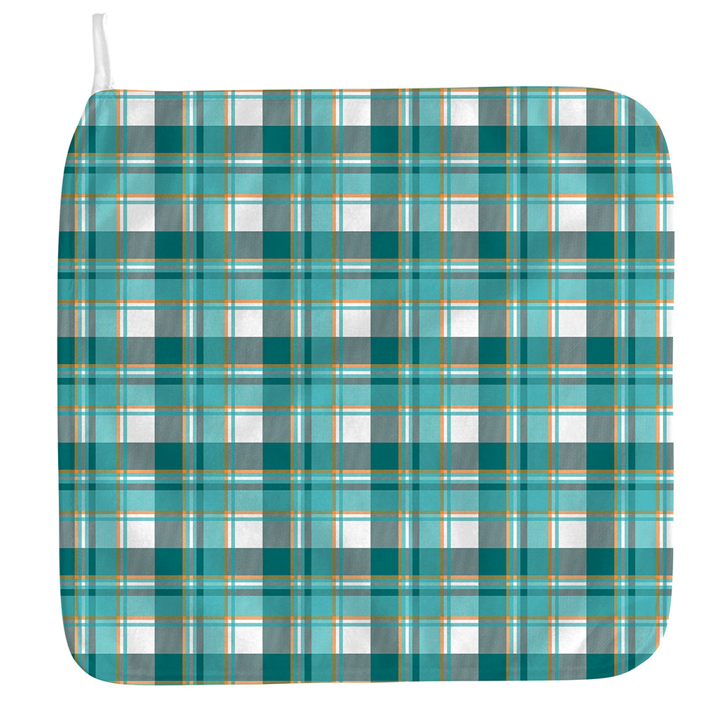 Teal Madras Pattern Print Hand Towel