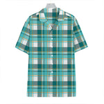 Teal Madras Pattern Print Hawaiian Shirt