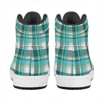 Teal Madras Pattern Print High Top Leather Sneakers