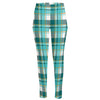 Teal Madras Pattern Print High-Waisted Pocket Leggings