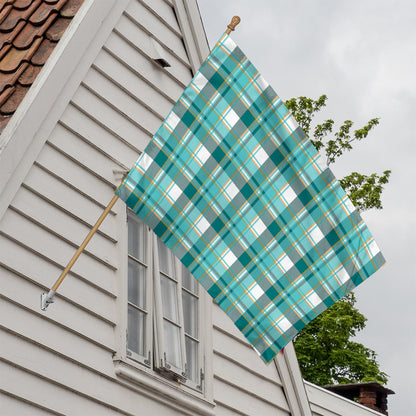 Teal Madras Pattern Print House Flag