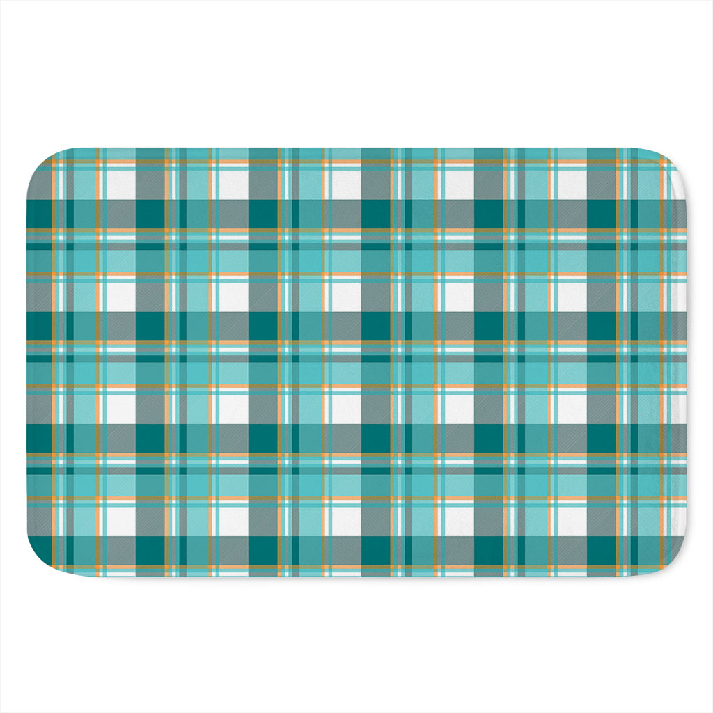 Teal Madras Pattern Print Indoor Door Mat