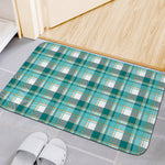 Teal Madras Pattern Print Indoor Door Mat