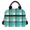 Teal Madras Pattern Print Insulated Lunch Bag