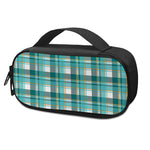 Teal Madras Pattern Print Insulin Cooler Travel Case