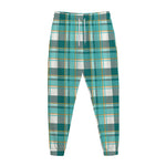 Teal Madras Pattern Print Jogger Pants