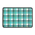 Teal Madras Pattern Print Kitchen Mat