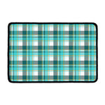Teal Madras Pattern Print Kitchen Mat