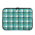 Teal Madras Pattern Print Laptop Sleeve
