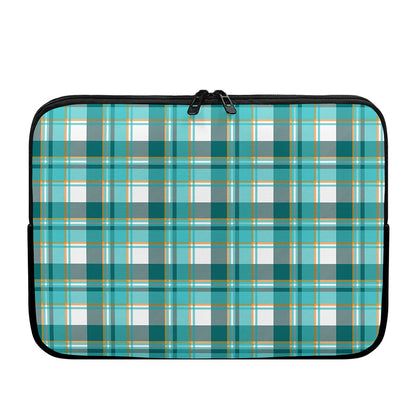 Teal Madras Pattern Print Laptop Sleeve