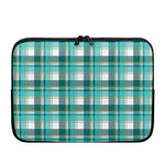 Teal Madras Pattern Print Laptop Sleeve