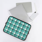 Teal Madras Pattern Print Laptop Sleeve