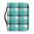 Teal Madras Pattern Print Leather Bible Cover