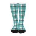 Teal Madras Pattern Print Long Socks