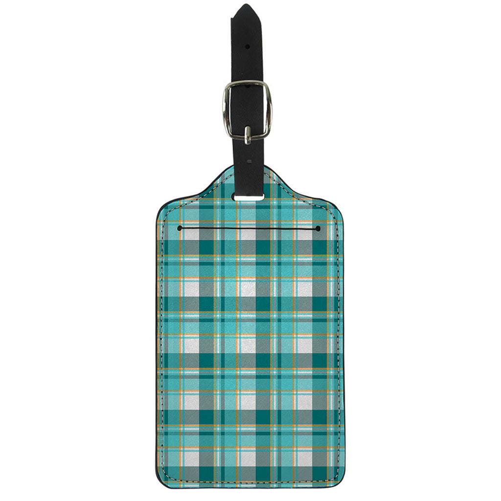Teal Madras Pattern Print Luggage Tag