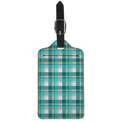 Teal Madras Pattern Print Luggage Tag