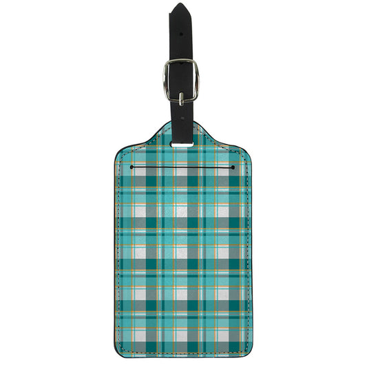 Teal Madras Pattern Print Luggage Tag