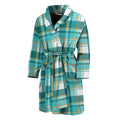 Teal Madras Pattern Print Men's Bathrobe