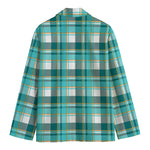 Teal Madras Pattern Print Men's Blazer