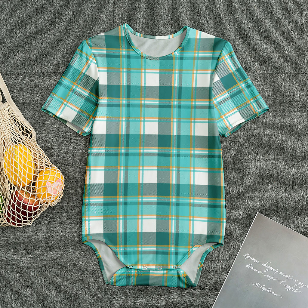 Teal Madras Pattern Print Men's Bodysuit