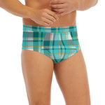 Teal Madras Pattern Print Men's Briefs